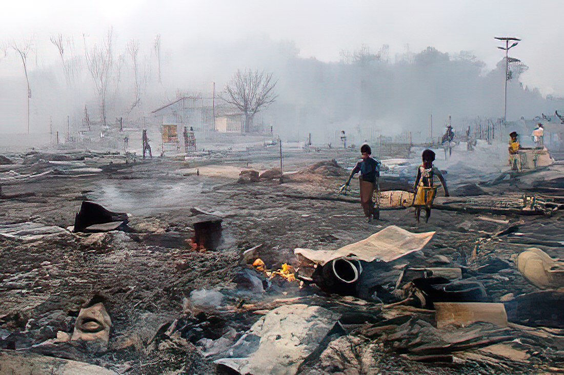 Burned village