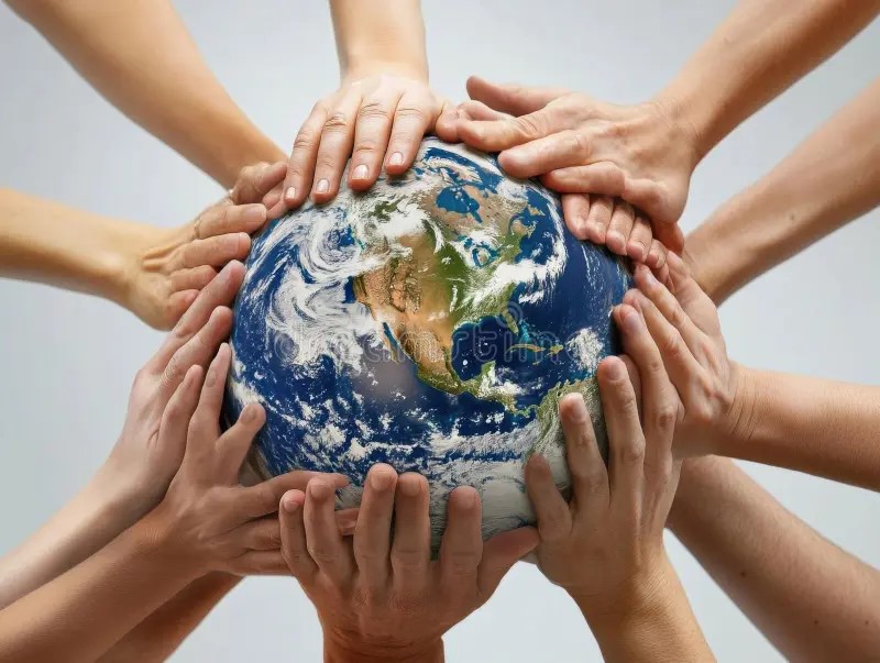 Global hands with Earth